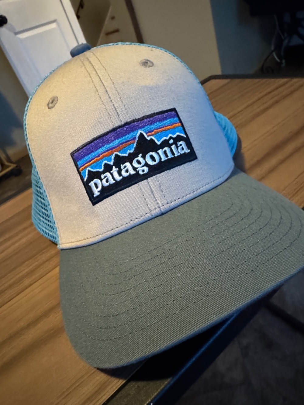 Patagonia Two-Tone Trucker Hat in Cream, Olive & Teal